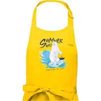 Kuchyňská zástěra Medvěd surfař - Pánská zástěra na vaření - Univerzální velikost ( Žlutá )