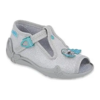 Dívčí bačkory 213P121 18 - dívčí bačkorky Befado stříbrné,pejsek 213P121_18