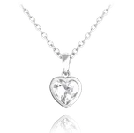 MINET Dětský stříbrný náhrdelník SRDÍČKO s bílým zirkonem