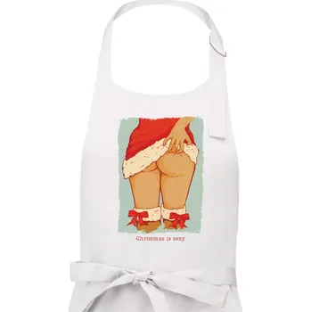 Kuchyňská zástěra Christmas is sexy - Dámská zástěra na vaření - Univerzální velikost ( Bílá )