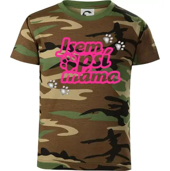 Chlapecké tričko Jsem psí máma - Dětské maskáčové triko - 146 cm/10 let ( Hnědý maskáč )