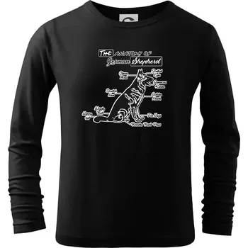 Německý ovčák - Anatomie - Triko dětské Long Sleeve - 134 cm/8 let ( Černá )