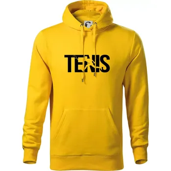 Pánská mikina Tenis nápis silueta - Mikina pánská Cape s kapucí - S ( Žlutá )