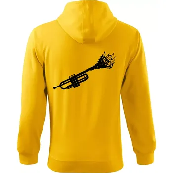Pánská mikina Trubka noty - Mikina s kapucí na zip trendy zipper - S ( Žlutá )