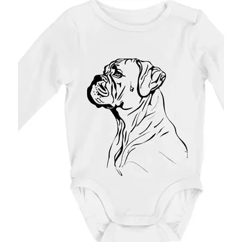 Boxer černá kresba - Body kojenecké s dlouhým rukávem - Dlouhý r. do 3 měs ( Bílá )