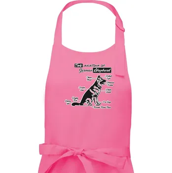 Kuchyňská zástěra Německý ovčák - Anatomie - Dámská zástěra na vaření - Univerzální velikost ( Růžová )