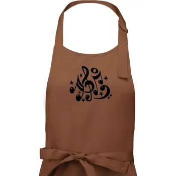 Kuchyňská zástěra Noty a hvězdy - Pánská zástěra na vaření - Univerzální velikost ( Kakaová )