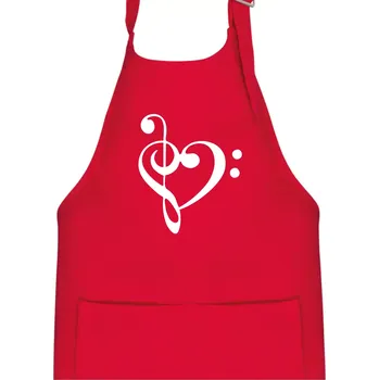 Kuchyňská zástěra Houslový klíč srdce - Dětská zástěra na vaření - Univerzální velikost ( Červená )