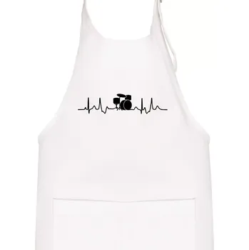 Kuchyňská zástěra Bicí EKG - Dětská zástěra na vaření - Univerzální velikost ( Bílá )