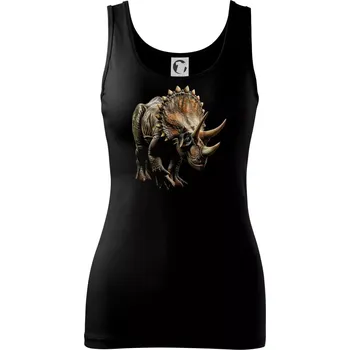 Dámské tričko Triceratops z boku černá fotka - Dámské tílko - XS ( Černá )