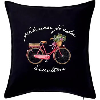 Polštář Pěknou jízdu životem bez věku - Polštář 50x50 - 50x50 - Pouze potah ( Černá )