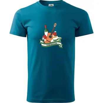 Pánské tričko Andalucia kytara a stuha - Klasické pánské triko vyšší gramáže - M ( Petrolejová )