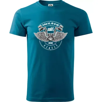 Pánská móda Jezdím tak rychle, aby mi můj anděl strážný stačil - Klasické pánské triko vyšší gramáže - M ( Petrolejová )