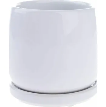 Květináč Casa de Engel Home Keramický květináč s miskou, bílý, 0/24 Fialová UNI (2830786)