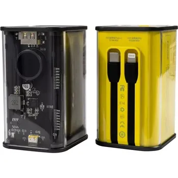 Powerbanka Powerbanka WEKOME 20000 mAh s vestavěnými kabely USB‑C a Lightning, PD 20 W a QC 3.0 22,5 W