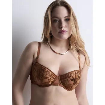 Souprava dámského spodního prádla Podprsenka nevyztužená bardot AUBADE (4BF14-05), Barva hnědá, Velikost 85D