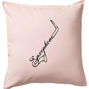 Polštář Saxophone nápis - Polštář 50x50 - 50x50 - Pouze potah ( Světle růžová )