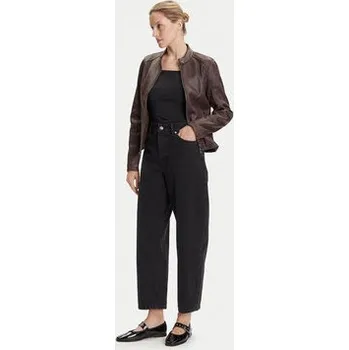 Dámská bunda Desigual Bunda z imitace kůže Basic 25WWEW43 Hnědá Regular Fit S