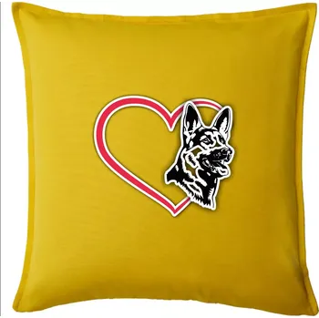 Polštář Německý ovčák v srdci - Polštář 50x50 - 50x50 - Pouze potah ( Žlutá )