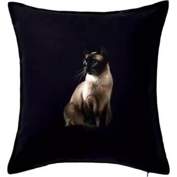 Polštář Siamská kočka černá fotka - Polštář 50x50 - 50x50 - Pouze potah ( Černá )