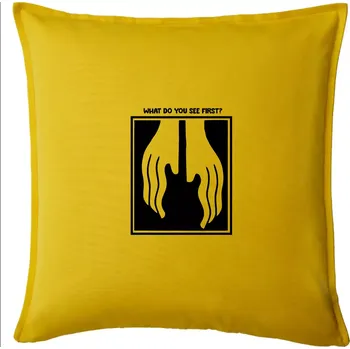 Polštář What do you see first? Kytara - Ruce - Polštář 50x50 - 50x50 - Pouze potah ( Žlutá )
