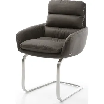 Jídelní židle DELIFE Jídelní židle Abelia-Flex s područkami mikrovlákno antracit vintage jídelní židle plochý nerezová ocel