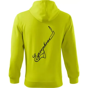 Pánská mikina Saxophone nápis - Mikina s kapucí na zip trendy zipper - S ( Limetková )