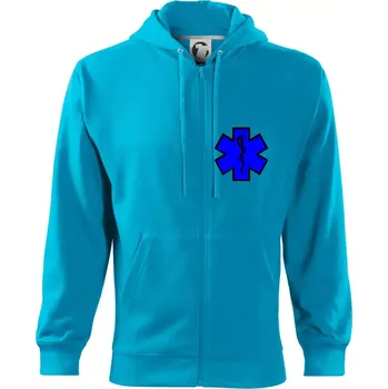 Pánská mikina Hvězda samostatná - záchranář / rescue - Mikina s kapucí na zip trendy zipper - M ( Světlý tyrkys )
