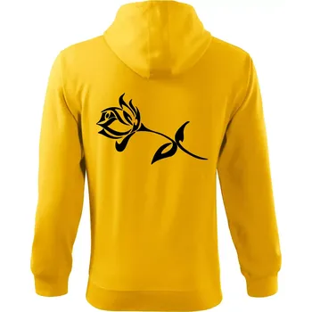 Pánská mikina Růže obrys - Mikina s kapucí na zip trendy zipper - M ( Žlutá )