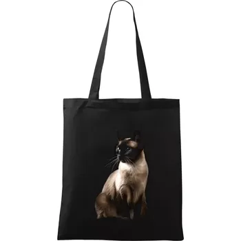 Siamská kočka černá fotka - Taška bavlněná - 42 x 38 cm ( Černá )