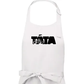 Kuchyňská zástěra Táta nápis - motorka enduro - Pánská zástěra na vaření - Univerzální velikost ( Bílá )