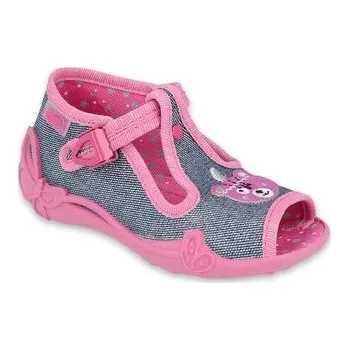 Dívčí bačkory 213P125 18 - dívčí bačkorky Befado růžové, méďa 213P125_25