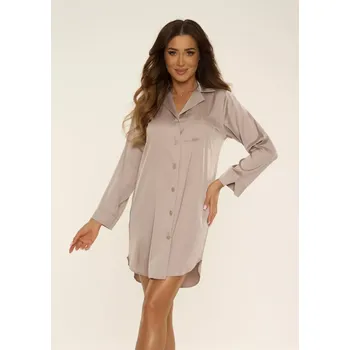 Dámská noční košile Košile De Lafense 760 Cordelia dlouhá/r S-2XL rozepínací Berry XXL