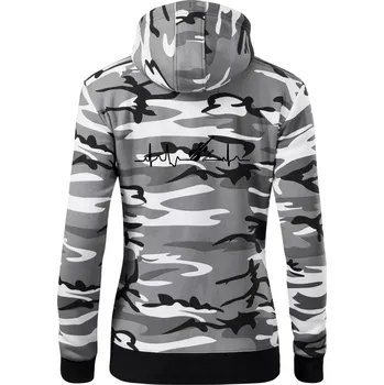 Dámská mikina EKG housle - Dámská mikina trendy zipper s kapucí - XS ( Šedý maskáč )