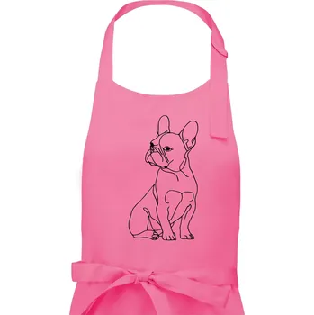 Kuchyňská zástěra Francouzský buldoček černá kresba - Pánská zástěra na vaření - Univerzální velikost ( Růžová )