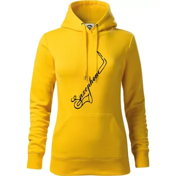 Dámská mikina Saxophone nápis - Mikina dámská Cape s kapucí - XS ( Žlutá )