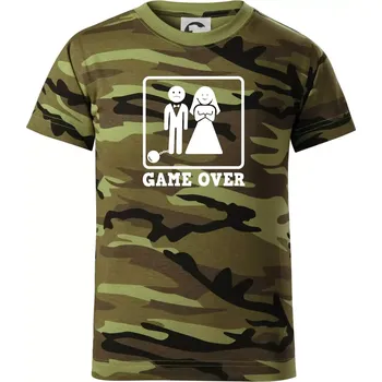 Game Over rozlučka - Dětské maskáčové triko - 104-110cm / 3-4 roky ( Zelený maskáč )
