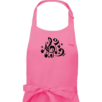 Kuchyňská zástěra Noty a hvězdy - Dámská zástěra na vaření - Univerzální velikost ( Růžová )
