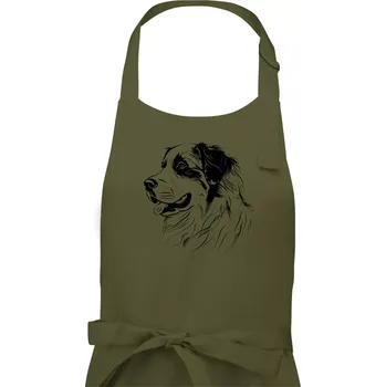 Kuchyňská zástěra Bernský salašnický pes černá kresba - Pánská zástěra na vaření - Univerzální velikost ( Khaki )