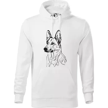 Pánská mikina Německý ovčák černá kresba - Mikina pánská Cape s kapucí - XL ( Bílá )