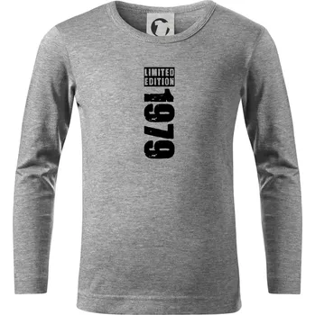 Chlapecké tričko Limited edition 1979 pruh - Triko dětské Long Sleeve - 122 cm/6 let ( Tmavě šedý melír )