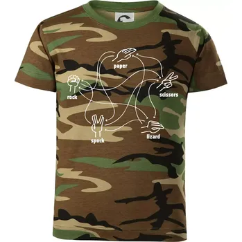 Chlapecké tričko Kámen nůžky papír Spock - Dětské maskáčové triko - 134 cm/8 let ( Hnědý maskáč )