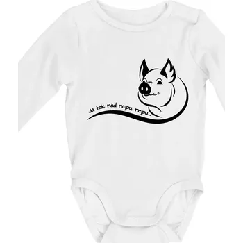 Kojenecký body Prasátko - Já tak rád rejpu, rejpu - Body kojenecké s dlouhým rukávem - Dlouhý r. do 3 měs ( Bílá )