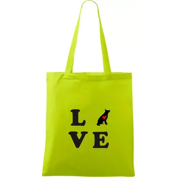 Nákupní taška Love - Německý ovčák - Taška bavlněná - 42 x 38 cm ( Limetková )