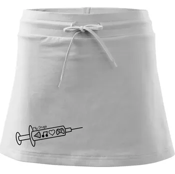 Dámská sukně My Drugs - jídlo hudba - Sportovní sukně - two in one - L ( Bílá )