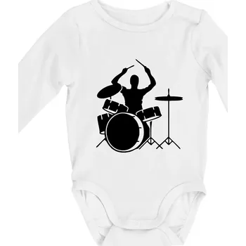 Dětská móda Bicí bubeník - Body kojenecké s dlouhým rukávem - Dlouhý r. do 3 měs ( Bílá )