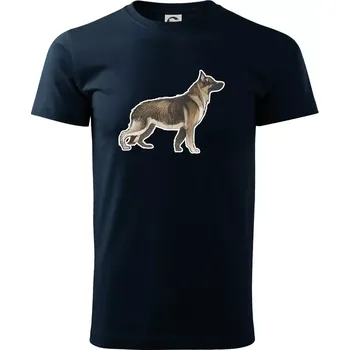 Německý ovčák - hnědý kreslený - Triko extra velké (5-8XL) - 6XL ( Námořní modrá (velmi tmavá - téměř černá) )