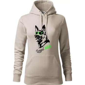 Dámská mikina Německý ovčák - loyal bitch - Mikina dámská Cape s kapucí - XS ( Ledově šedá )