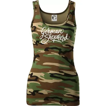 Dámské tričko German shepherd - nápis okrasny - nápis okrasný - Dámské Maskáčové tílko - M ( Hnědý maskáč )