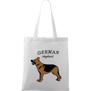Německý ovčák - hnědý s nápisem - Taška bavlněná - 42 x 38 cm ( Bílá )